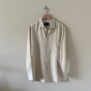 Rodd & Gunn 100% Linen Sports Fit Button Down Shirt in Light Tan Size 2XL